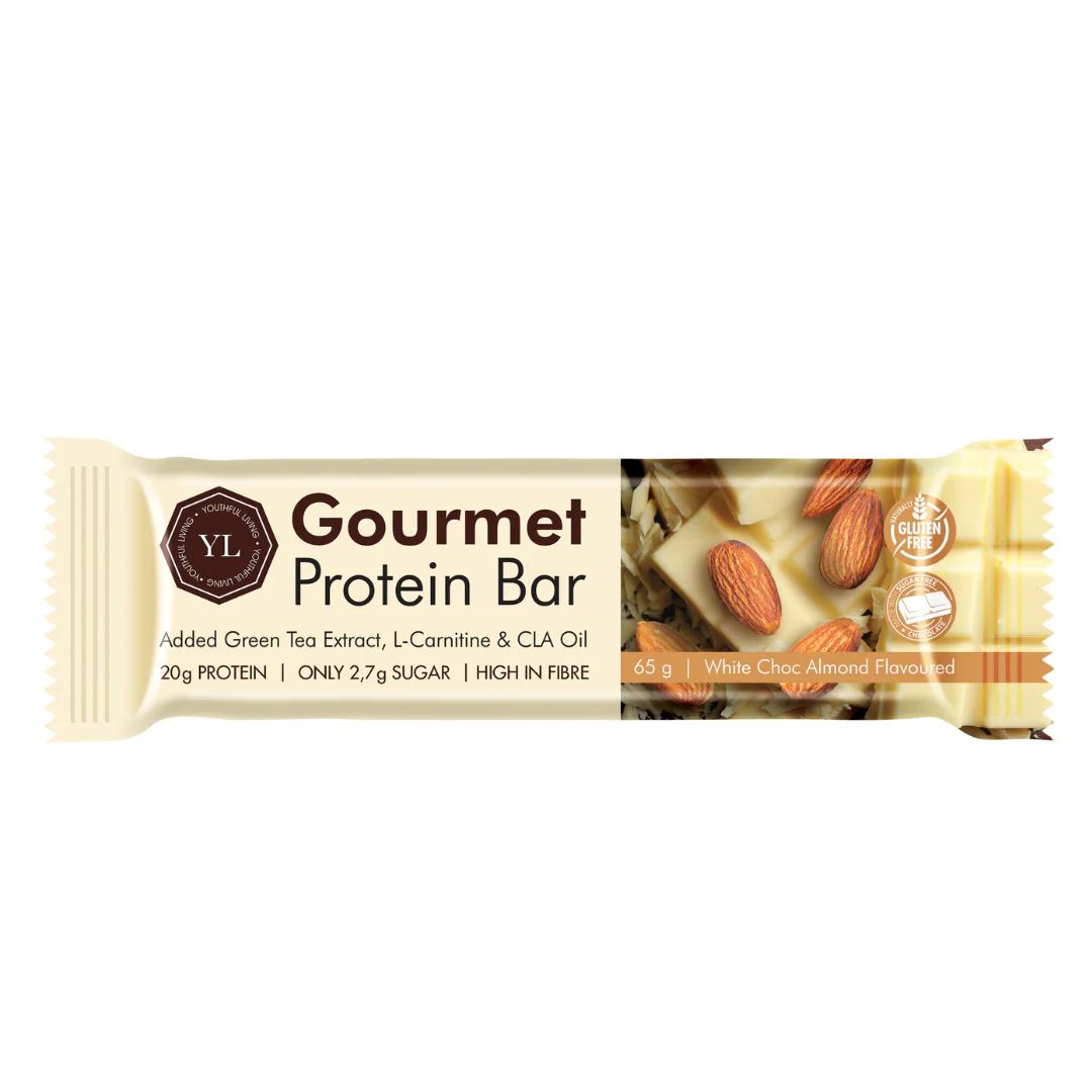 Youthful Living Gourmet Protein Bar White Choc Almond 65g