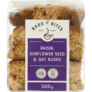 Bags of Bites Raisin,Sunflower seed & oat rusk 500g