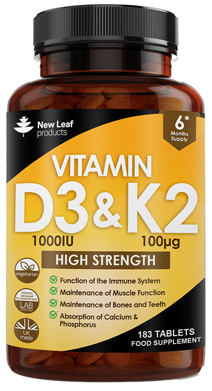 New Leaf Vitamin D3 & K2 183 Tablets